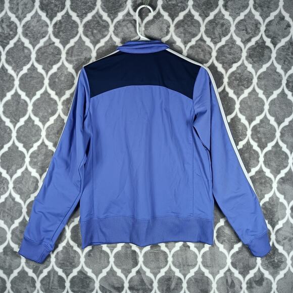 Adidas Jacket Mens Medium Blue White Full Zip Track Athletic Three Stripes Logo - Picture 2 of 8